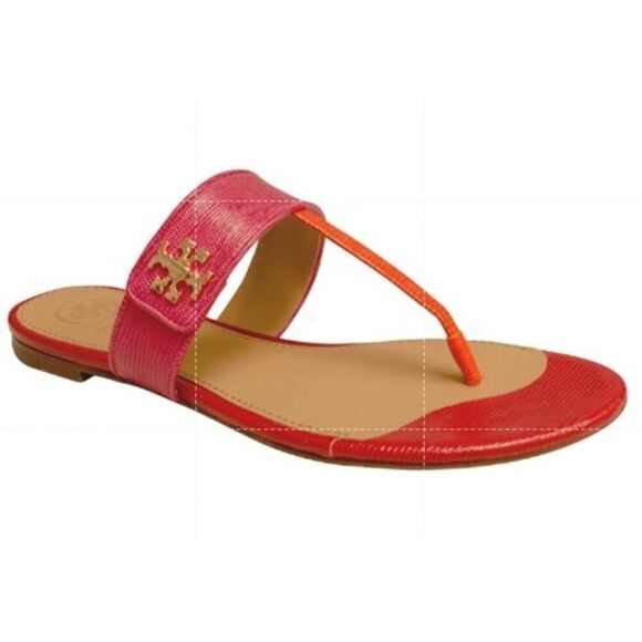 Tory Burch Pink Orange Kira Thong Sandals Sz. 7 - Picture 1 of 6